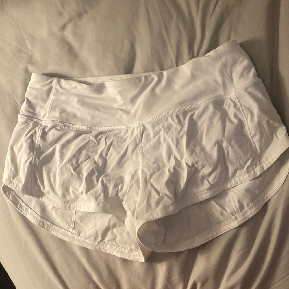 White Lululemon Speed Up Shorts